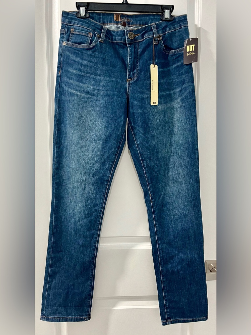 Kut from the Kloth Women's Slim Straight Jeans in Dark Blue Wash